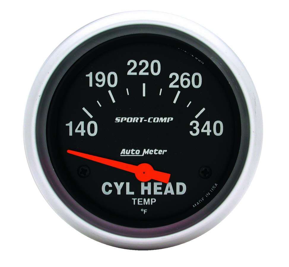 AutoMeter GAUGE; CYLINDER HEAD TEMP; 2 5/8in.; 140-340deg.F; ELECTRIC; SPORT-COMP