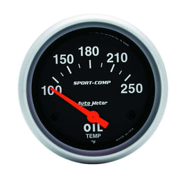 AutoMeter GAUGE; OIL TEMP; 2 5/8in.; 100-250deg.F; ELECTRIC; SPORT-COMP