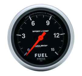AutoMeter GAUGE; FUEL PRESSURE; 2 5/8in.; 15PSI; DIGITAL STEPPER MOTOR; SPORT-COMP