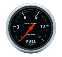 Load image into Gallery viewer, AutoMeter GAUGE; FUEL PRESSURE; 2 5/8in.; 15PSI; DIGITAL STEPPER MOTOR; SPORT-COMP