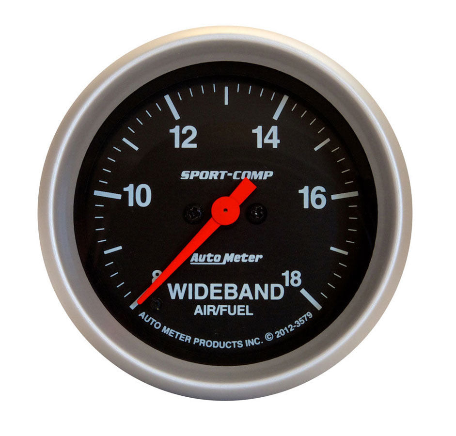 AutoMeter GAUGE; AIR/FUEL RATIO-WIDEBAND; ANALOG; 2 5/8in.; 8:1-18:1; STPR MTR; SPORT-COMP