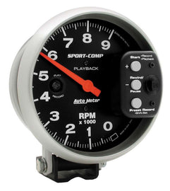 AutoMeter GAUGE; TACHOMETER; 5in.; 9K RPM; PEDESTAL W/RPM PLAYBACK; SPORT-COMP
