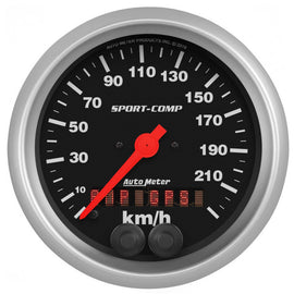 AutoMeter GAUGE; SPEEDOMETER; 3 3/8in.; 225KM/H; GPS; SPORT-COMP