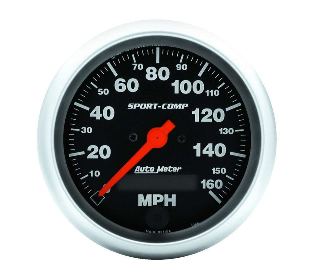 AutoMeter GAUGE; SPEEDO; 3 3/8in.; 160MPH; ELEC. PROGRAM W/LCD ODO; SPORT-COMP