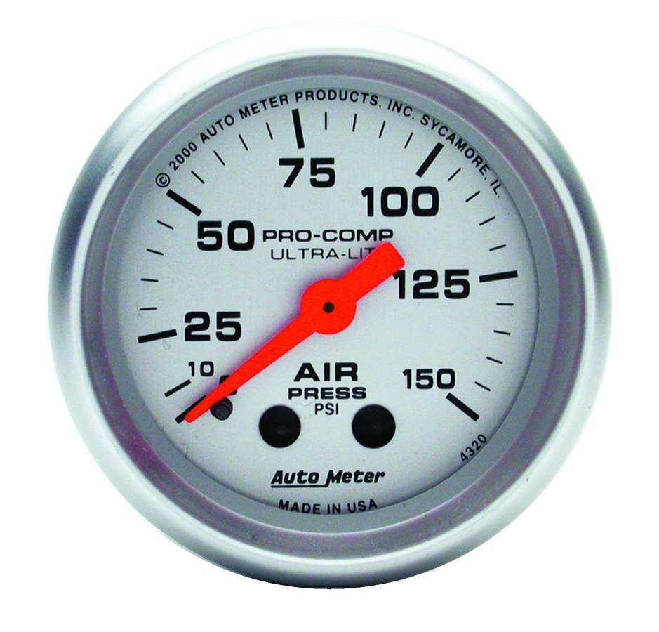 2-1/16in U/L Air Press. Gauge 0-150psi - AutoMeter 4320