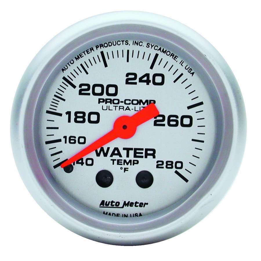 AutoMeter GAUGE; WATER TEMP; 2 1/16in.; 140-280deg.F; MECHANICAL; ULTRA-LITE