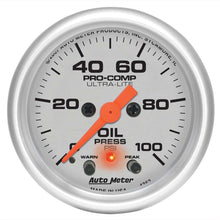 Load image into Gallery viewer, AutoMeter GAUGE; OIL PRESS; 2 1/16in.; 100PSI; DIGITAL STEPPER MOTOR W/PK/WRN; ULTRA-LITE