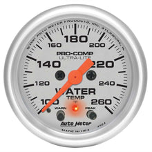 Load image into Gallery viewer, AutoMeter GAUGE; WATER TEMP; 2 1/16in.; 260deg.F; DIGITAL STEPPER MOTOR W/PK/WRN; ULTRA-LI