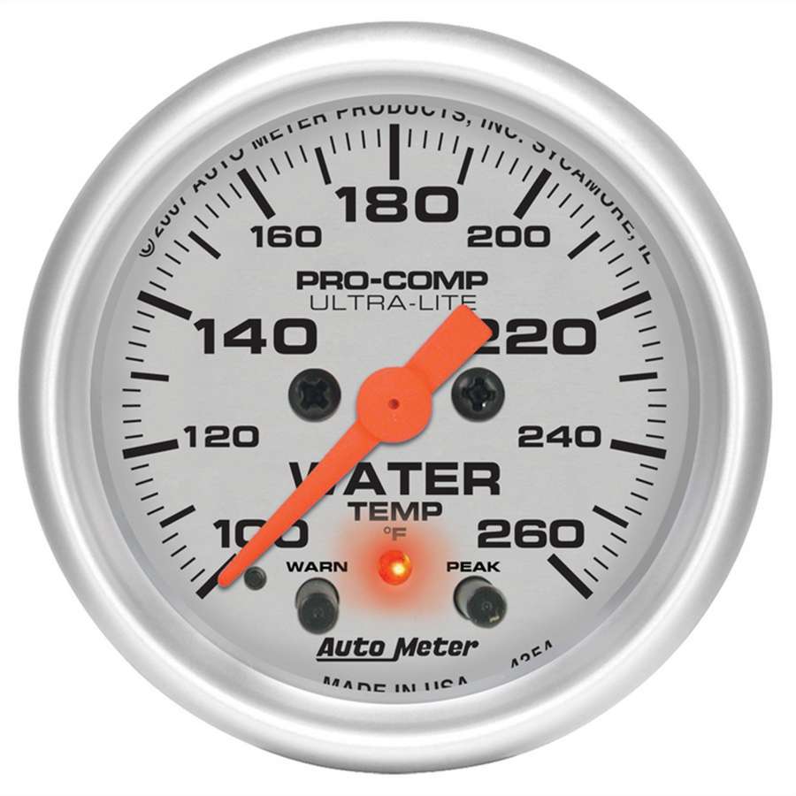 AutoMeter GAUGE; WATER TEMP; 2 1/16in.; 260deg.F; DIGITAL STEPPER MOTOR W/PK/WRN; ULTRA-LI