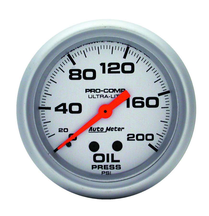 AutoMeter GAUGE; OIL PRESSURE; 2 5/8in.; 200PSI; MECHANICAL; ULTRA-LITE