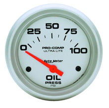 Load image into Gallery viewer, AutoMeter GAUGE; OIL PRESSURE; 2 5/8in.; 100PSI; ELECTRIC; ULTRA-LITE