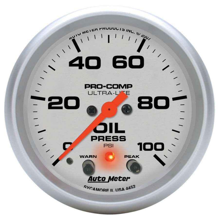 AutoMeter GAUGE; OIL PRESS; 2 5/8in.; 100PSI; DIGITAL STEPPER MOTOR W/PEAK/WRN; ULTRA-LITE