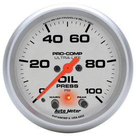 2-5/8in U/L Oil Pressure Gauge w/Peak & Warning - AutoMeter 4452