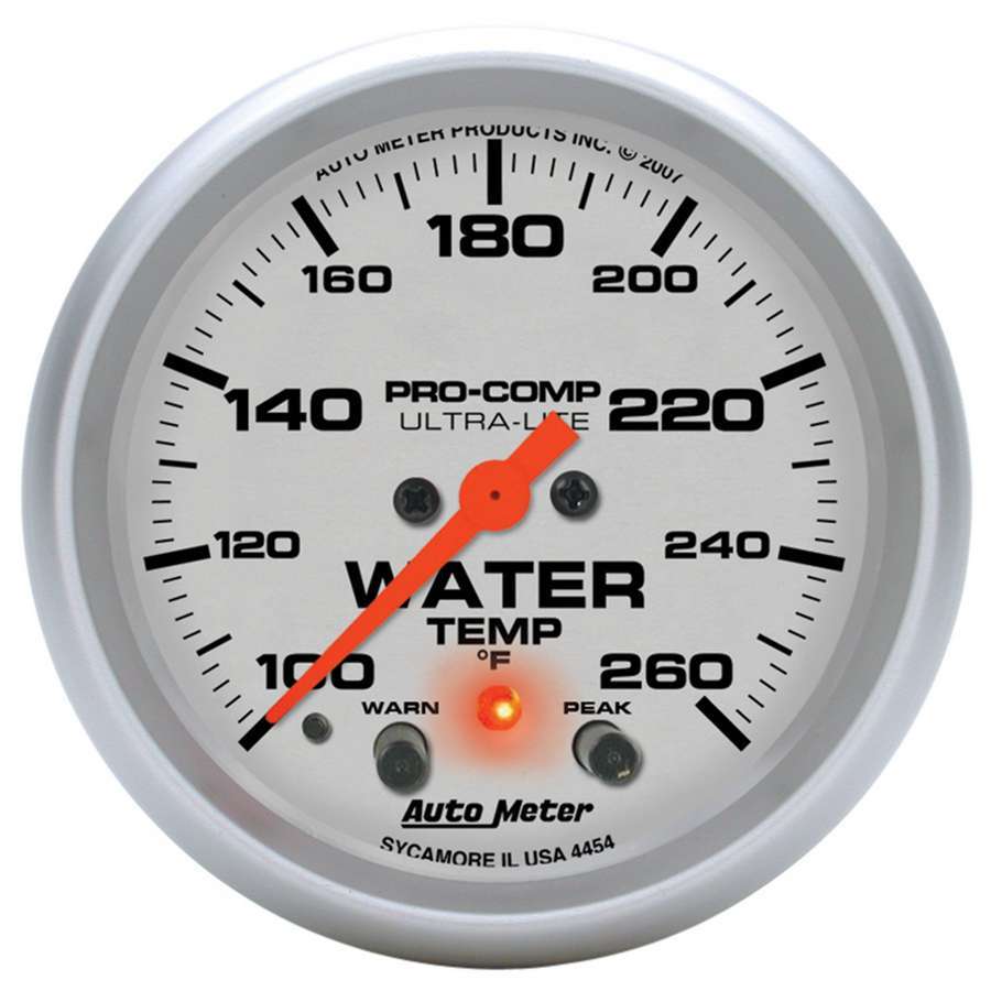 AutoMeter GAUGE; WATER TEMP; 2 5/8in.; 260deg.F; DIGITAL STEPPER MOTOR W/PK/WRN; ULTRA-LIT