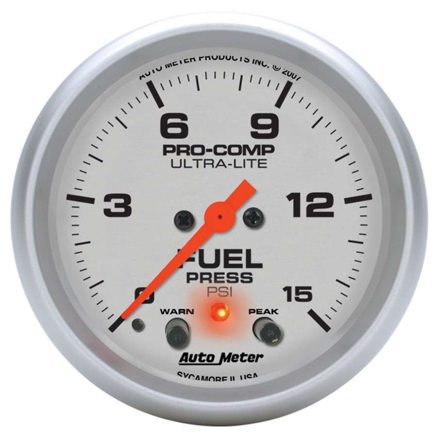 AutoMeter GAUGE; FUEL PRESS; 2 5/8in.; 15PSI; DIGITAL STEPPER MOTOR W/PK/WRN; ULTRA-LITE