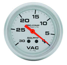 AutoMeter GAUGE; VACUUM; 2 5/8in.; 30INHG; MECHANICAL; ULTRA-LITE