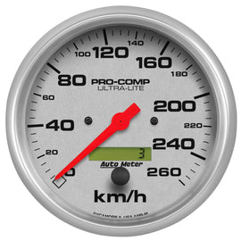 AutoMeter GAUGE; SPEEDOMETER; 5in.; 260KM/H; ELEC. PROG. W/LCD ODO; ULTRA-LITE