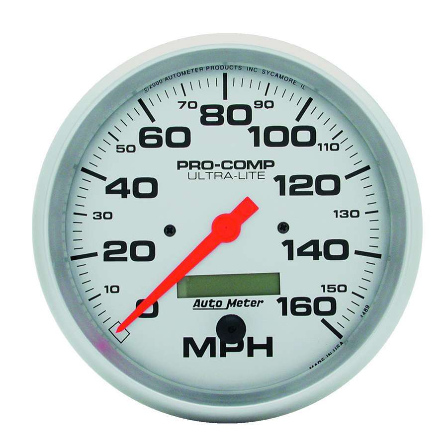 AutoMeter GAUGE; SPEEDO; 5in.; 160MPH; ELEC. PROGRAM W/LCD ODO; ULTRA-LITE