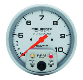 AutoMeter GAUGE; TACH; 5in.; 10K RPM; IN-DASH; DUAL RANGE W/PEAK MEMORY; ULTRA-LITE
