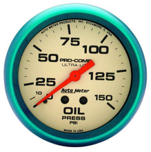 Load image into Gallery viewer, AutoMeter GAUGE; OIL PRESS; 2 5/8in.; 150PSI; MECH.; GLOW IN THE DARK; ULTRA-NITE