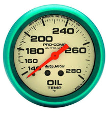 Load image into Gallery viewer, AutoMeter GAUGE; OIL TEMP; 2 5/8in.; 140-280deg.F; MECH.; GLOW IN THE DARK; ULTRA-NITE