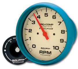 AutoMeter GAUGE; TACH; 5in.; 10K RPM; IN-DASH; W/PEAK MEMORY; GLOW IN DARK; ULTRA-NITE