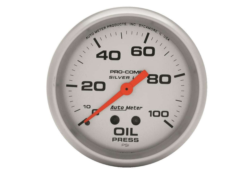 AutoMeter GAUGE; OIL PRESS; 2 5/8in.; 100PSI; LIQUID FILLED MECH; ULTRA-LITE