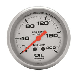 AutoMeter GAUGE; OIL PRESS; 2 5/8in.; 200PSI; LIQUID FILLED MECH; ULTRA-LITE