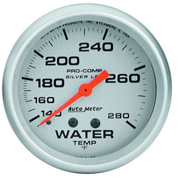 AutoMeter GAUGE; WATER TEMP; 2 5/8in.; 140-280deg.F; LIQUID FILLED MECH; ULTRA-LITE