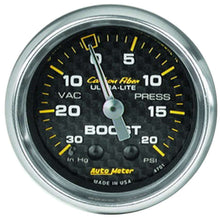 Load image into Gallery viewer, 2-1/16in C/F Boost Gauge 30in HG/20psi - AutoMeter 4701