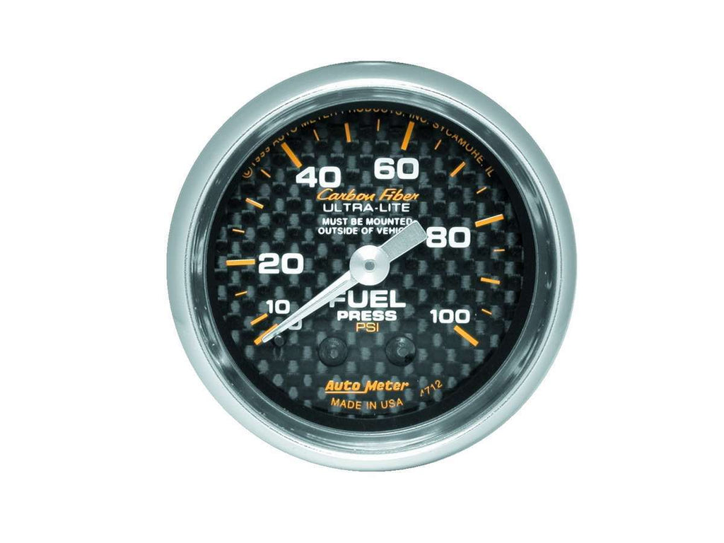 AutoMeter GAUGE; FUEL PRESSURE; 2 1/16in.; 100PSI; MECHANICAL; CARBON FIBER