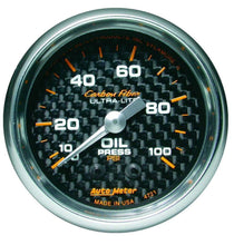 Load image into Gallery viewer, AutoMeter GAUGE; OIL PRESSURE; 2 1/16in.; 100PSI; MECHANICAL; CARBON FIBER