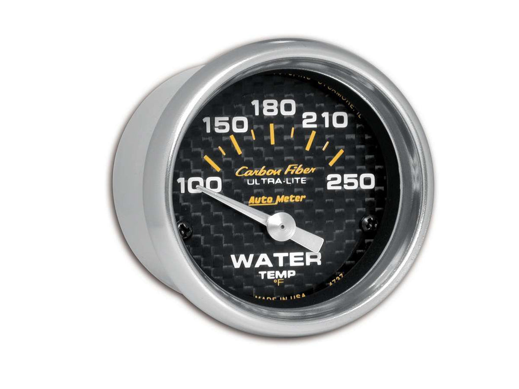 AutoMeter GAUGE; WATER TEMP; 2 1/16in.; 100-250deg.F; ELECTRIC; CARBON FIBER