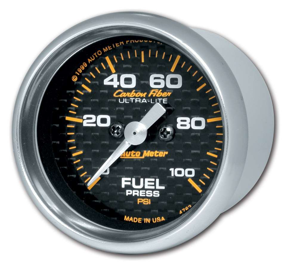 AutoMeter GAUGE; FUEL PRESSURE; 2 1/16in.; 100PSI; DIGITAL STEPPER MOTOR; CARBON FIBER