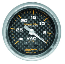 Load image into Gallery viewer, AutoMeter GAUGE; VACUUM; 2 1/16in.; 30INHG; MECHANICAL; CARBON FIBER