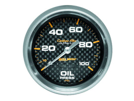 AutoMeter GAUGE; OIL PRESSURE; 2 5/8in.; 100PSI; MECHANICAL; CARBON FIBER
