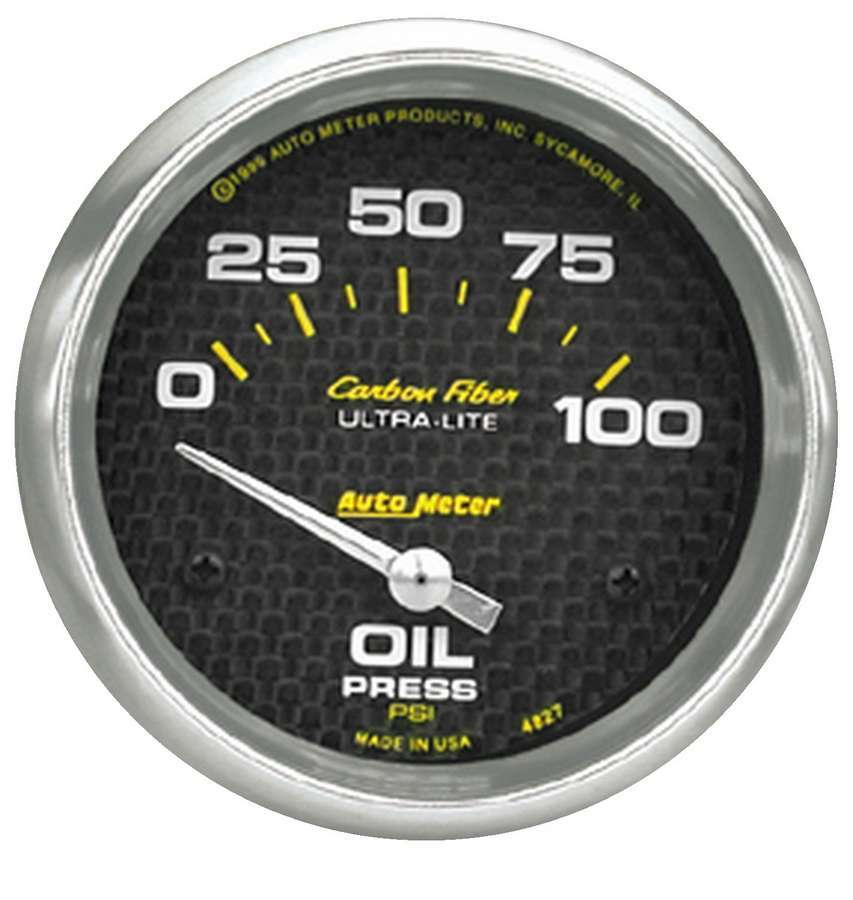 AutoMeter GAUGE; OIL PRESSURE; 2 5/8in.; 100PSI; ELECTRIC; CARBON FIBER
