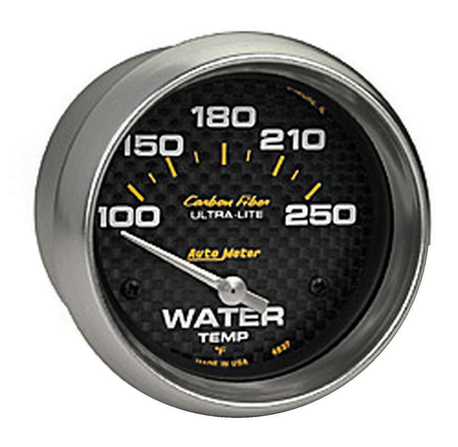 AutoMeter GAUGE; WATER TEMP; 2 5/8in.; 100-250deg.F; ELECTRIC; CARBON FIBER