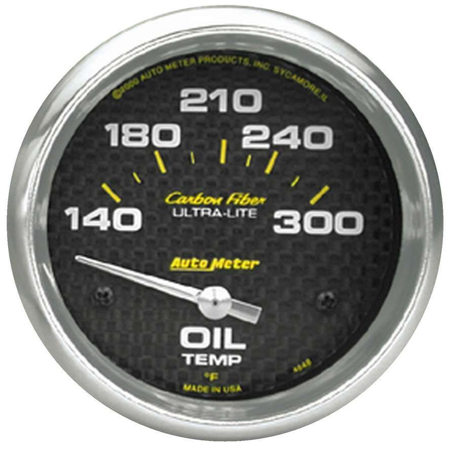 AutoMeter GAUGE; OIL TEMP; 2 5/8in.; 140-300deg.F; ELECTRIC; CARBON FIBER