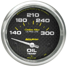 AutoMeter GAUGE; OIL TEMP; 2 5/8in.; 140-300deg.F; ELECTRIC; CARBON FIBER