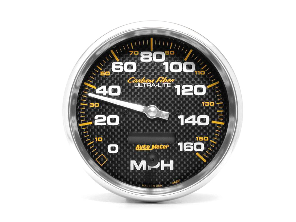 AutoMeter GAUGE; SPEEDOMETER; 5in.; 160MPH; ELEC. PROGRAMMABLE; CARBON FIBER