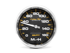 AutoMeter GAUGE; SPEEDOMETER; 5in.; 160MPH; ELEC. PROGRAMMABLE; CARBON FIBER