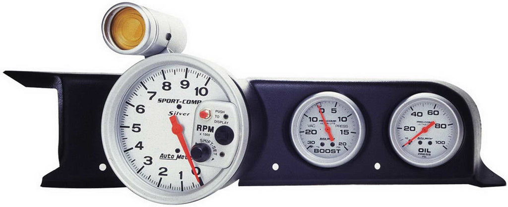 AutoMeter GAUGE MOUNT; DASH TOP; TRIPLE; (5in. PEDESTAL TACH; 2 5/8in.X2); MUSTANG 87-93 F