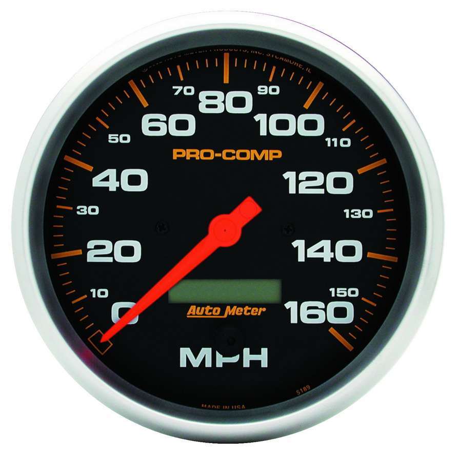 AutoMeter GAUGE; SPEEDO; 5in.; 160MPH; ELEC. PROGRAM W/LCD ODO; PRO-COMP