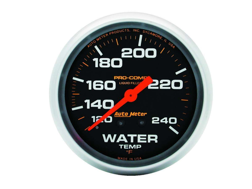 AutoMeter GAUGE; WATER TEMP; 2 5/8in.; 120-240deg.F; LIQUID FILLED MECH; PRO-COMP