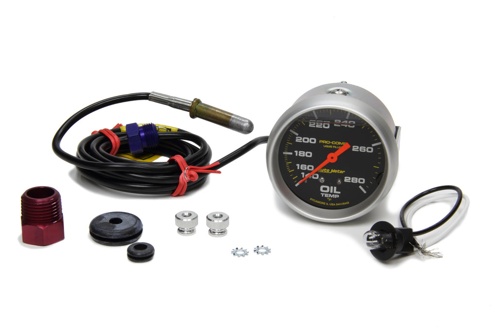 AutoMeter GAUGE; OIL TEMP; 2 5/8in.; 140-280deg.F; LIQUID FILLED MECH; PRO-COMP