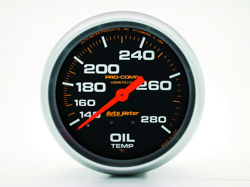 AutoMeter GAUGE; OIL TEMP; 2 5/8in.; 140-280deg.F; LIQUID FILLED MECH; 12FT.; PRO-COMP