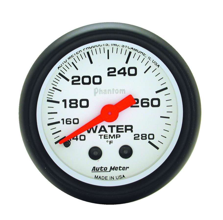 AutoMeter GAUGE; WATER TEMP; 2 1/16in.; 140-280deg.F; MECHANICAL; PHANTOM