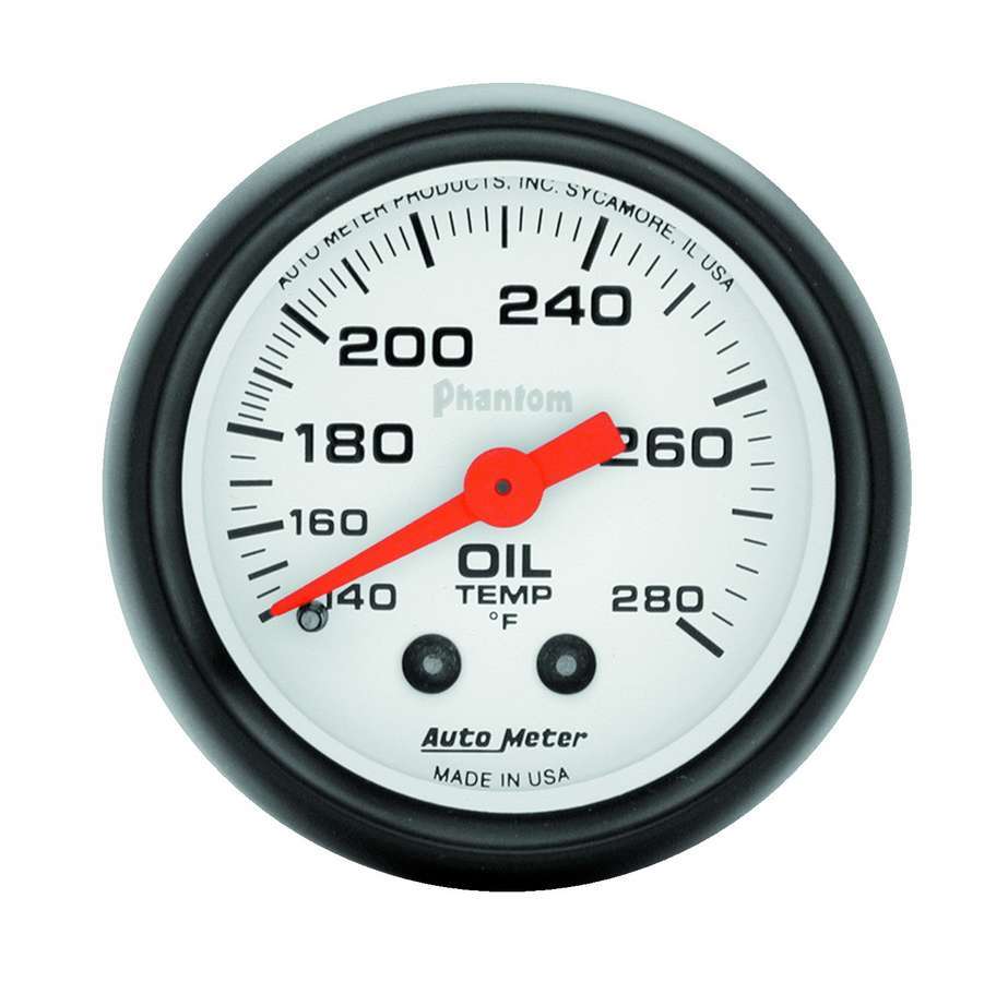 AutoMeter GAUGE; OIL TEMP; 2 1/16in.; 140-280deg.F; MECHANICAL; PHANTOM