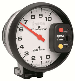 AutoMeter GAUGE; TACHOMETER; 5in.; 10K RPM; PEDESTAL W/PEAK RPM MEMORY; PHANTOM